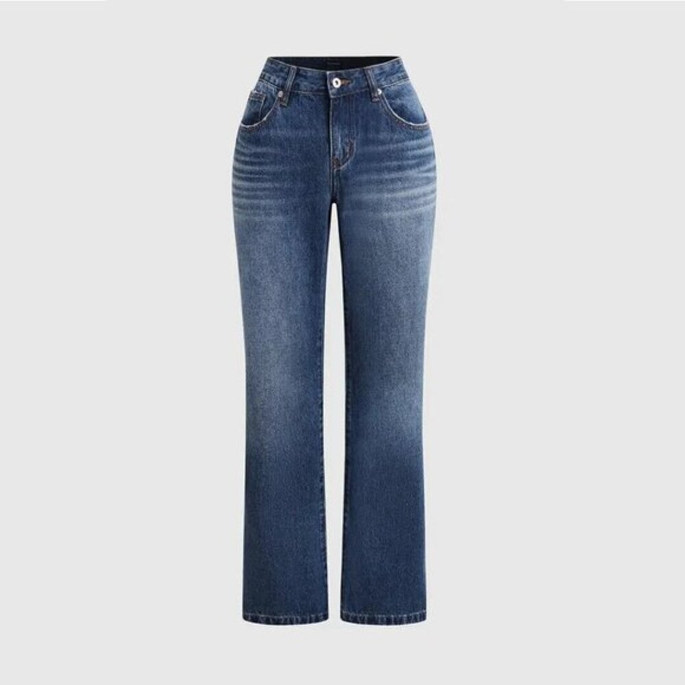 Flamingals Women's Butt Lifting Tummy Control Bootcut Jeans Skinny Leg Mid Ris S